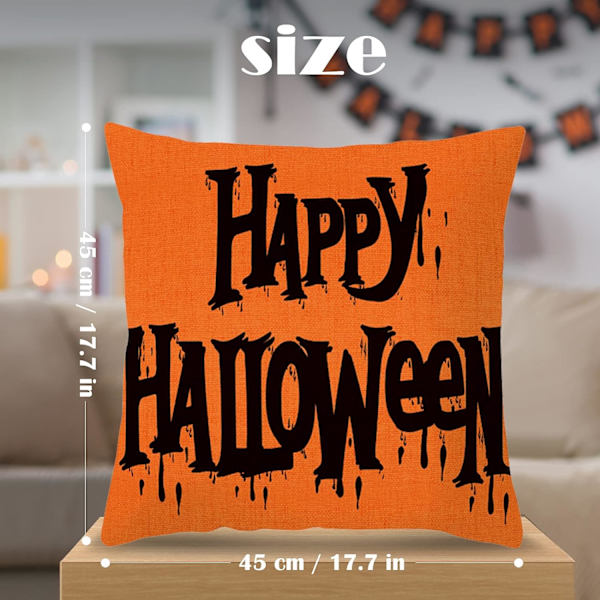 Halloween-tyynynpäällinen 45*45cm, neliön muotoinen tyynyliinan suojus, näkymätön vetoketju sohvalle, makuuhuoneeseen, olohuoneeseen, kodin sisustukseen, 18\"