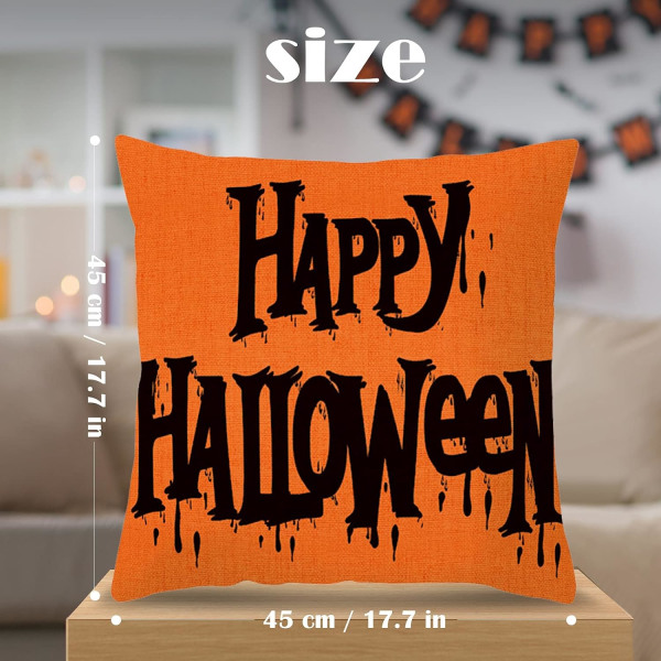 Set Halloween-kuddfodral 45*45cm, fyrkantigt örngottsskydd osynlig dragkedja för soffa sovrum vardagsrum heminredning, 18\"