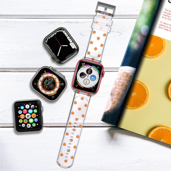 Kompatibel med Apple Watch 41mm / 40mm / 38mm Rem - Fleksibelt Transparent Orange Design