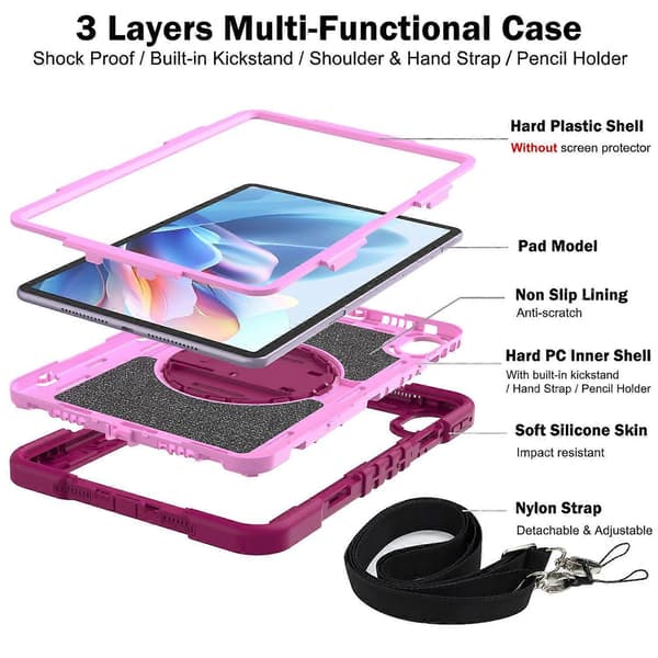 Fodral för Huawei MatePad 11.5 S Silikon+PC Ställbart Tabletskydd med Axelrem