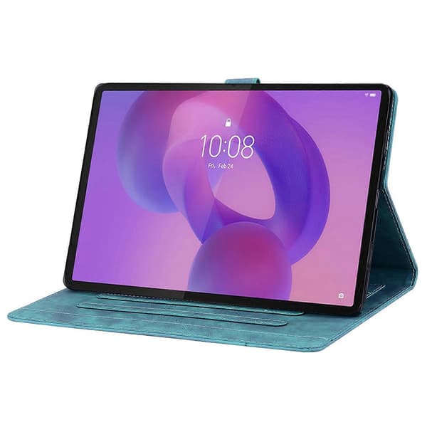 Kotelo Lenovo Tab K10C/Tab E10C -korttipaikoilla, nahkainen tablettiteline, folio-kansi, kukkakissa