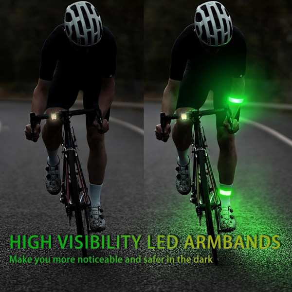 LED Armband för Löpning, 2-pack Löplampor för Löpare Uppladdningsbara Reflexer Löparutrustning Lysande Armband green