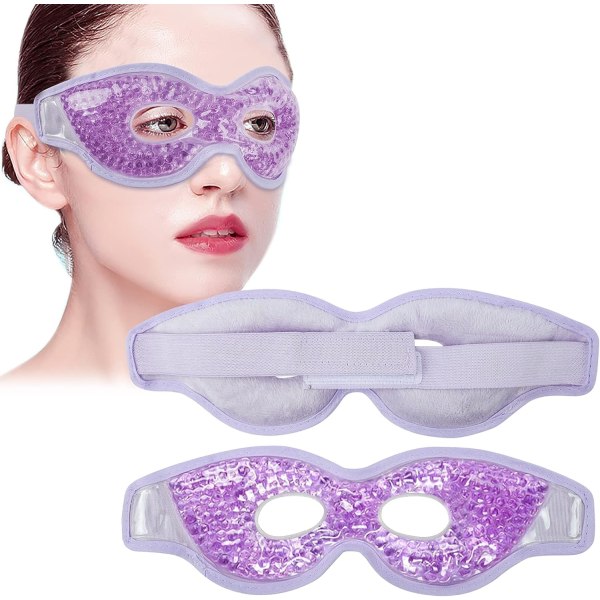 Kylande ögonmask, återanvändbar varm eller kall terapi Gel Bead Eye Mask med mjuk plysch baksida och justerbar rem för svullna ögon, torra ögon