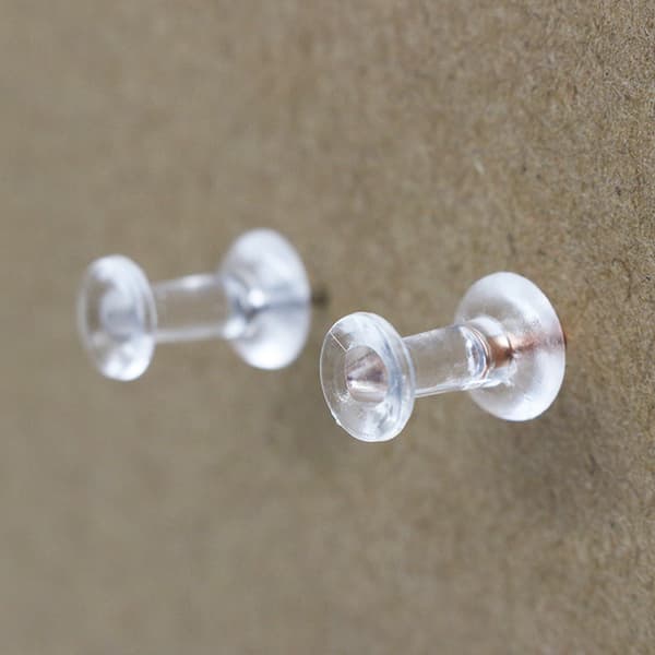 Trykknapper, gennemsigtigt plasthoved, stålspids, 200-pak