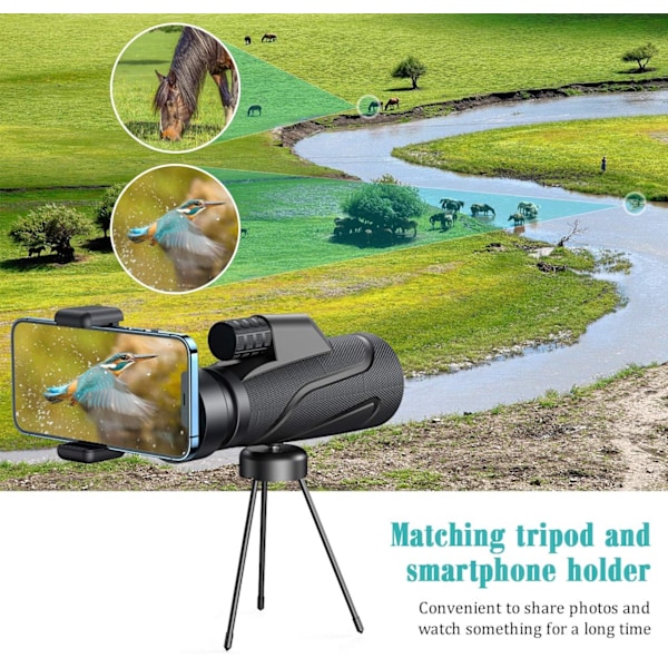 Monokulär Teleskop, 12 x 42 HD Monokulär Teleskop Kraftfull Vattentät Monokulär, för Konserter Jakt Fågelskådning Resor(154x55x44mm)