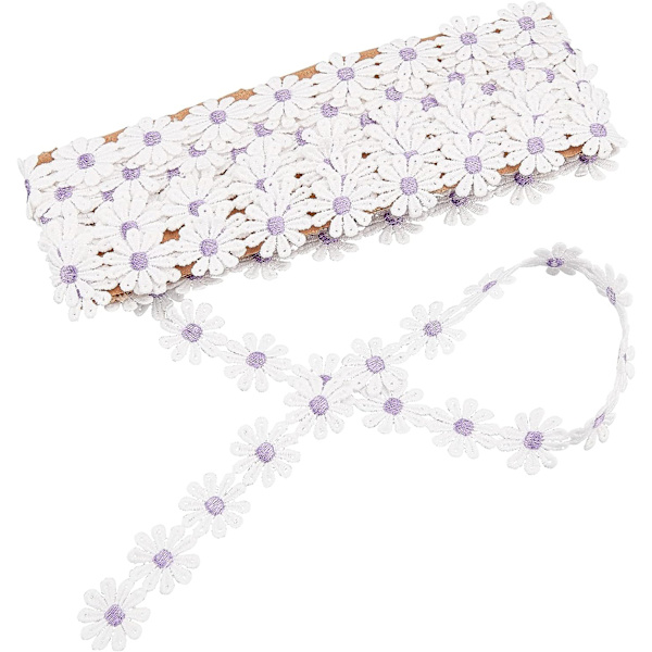 15 meter Daisy-bånd, 25 mm bredt, Daisy solsikke dekorasjon blonder trim, brodert sybånd for kjoler pynt DIY