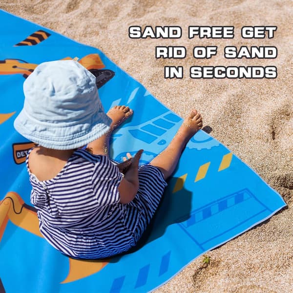 Lastbil Mikrofiber Strandhåndklæde til Børn, 76 x 150 cm Badehåndklæde | Hurtigtørrende Sandfrit Poolhåndklæde til Drenge Superabsorberende Bad Pool Camping Ferie