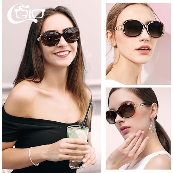Solbriller Dame Polariserede Retro Designer Dame Solbriller Stor Ramme Oversized Shades UV400 Beskyttelse Transparent purple
