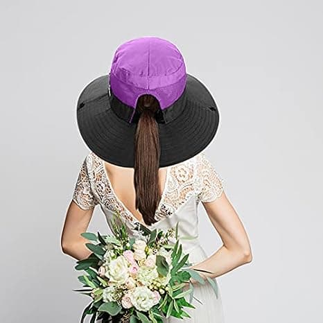 Dam UV-skydd - Fällbar solhatt i mesh med bred brätte och hästsvanshål purple