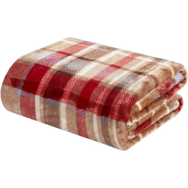 Fleecepledd for sofa, seng, stol - Myk, fargerik, oversized, dekorativt ultra-plysj teppe (150x200cm, rød rutete)