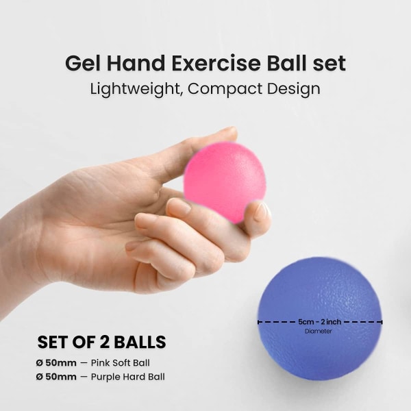 ResultSport Stressbollar Handträning Terapeutisk Gelboll Set med 2-taktsrehabilitering, greppstyrka, handledsstöd, stressboll（lila+rosa）