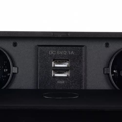 Innebygd strømskinne med USB / Bordkontakt - Dobbel 2-Pack