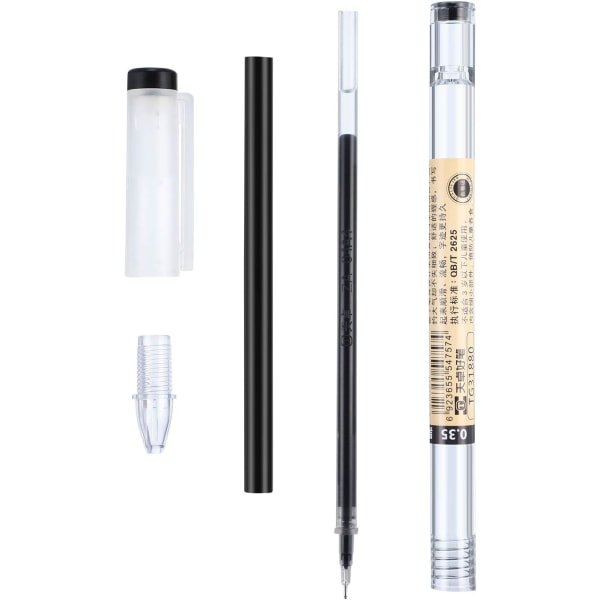 0,35 mm svart gelbläckpenna extra fin kulspetspenna för kontorsmateriel (12 stycken)