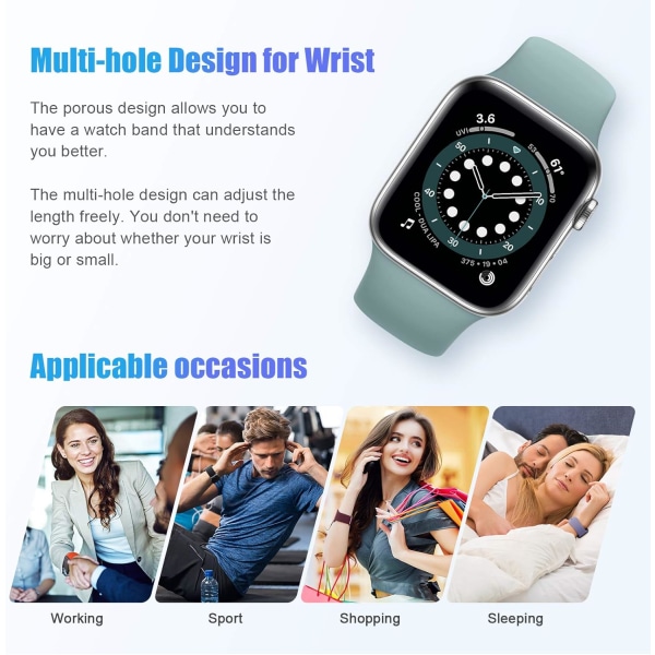 Sportreim kompatibel med Apple Watch iWatch-reimer unisex, myke silikonreimer for håndleddet til Apple Watch 3 6 5 4 2 1 SE Cactus 38mm/40mm M/L