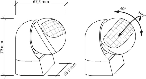 Sensor för utomhusbruk IP44, väggmonterad, infraröd rörelsesensor, LED-kompatibel, räckvidd max. 12m/180°, vridbar, max. 800/400W, vit