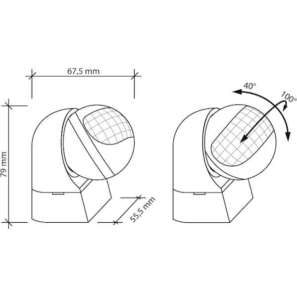 Ulkoanturi IP44, seinään asennettava, infrapunaliiketunnistin, LED-yhteensopiva, kantama enint. 12m/180°, kääntyvä, enint. 800/400W, valkoinen