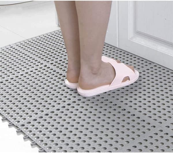 Gummifliser Grå 10 stk Interlocking Myk PVC Sklisikker Flis Spleis Vanntett Matte