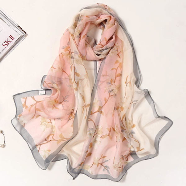 Satin Scarf Halsduk - 160 * 50cm Kvinnor Blommigt Tryck Lång Mjuk Wrap Scarf Simulering Silke Sjal Scarves