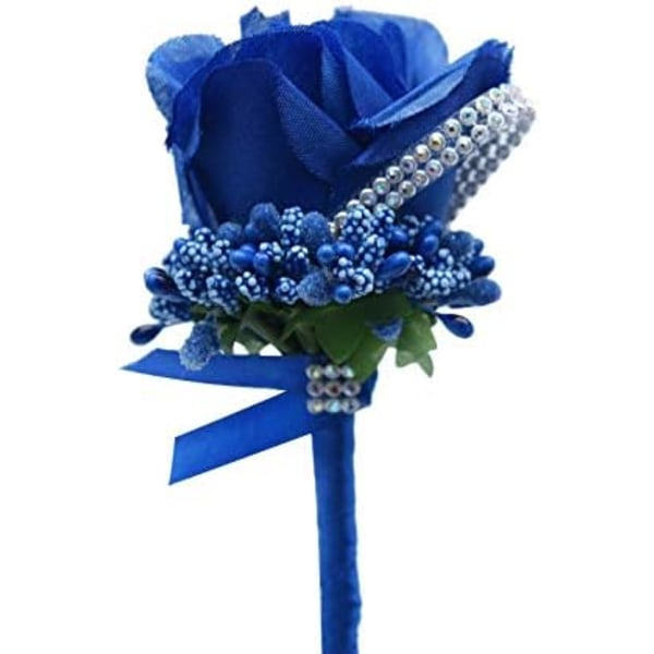 2-delade bröllopskorsage konstgjorda blommor Brudgum groomsmen corsages för bröllopsbal Hem Royal Blue