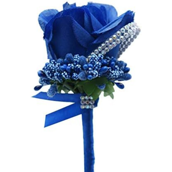 2 stk. Bryllupsblomster Kunstige Blomster Brudgom Groomsmen Blomsterbuketter Til Bryllup Prom Hjem Kongeblå