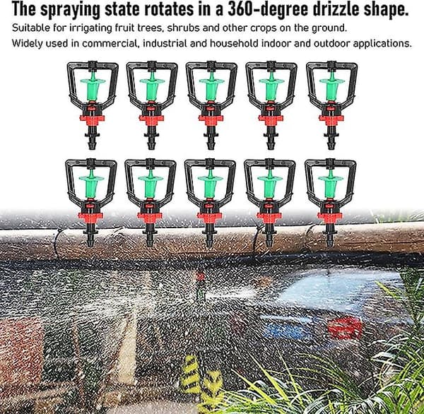 10 sæt roterende G-type mikrodyse, planter, vanding, sprinkler, refraktionssprøjtedyse til drivhus
