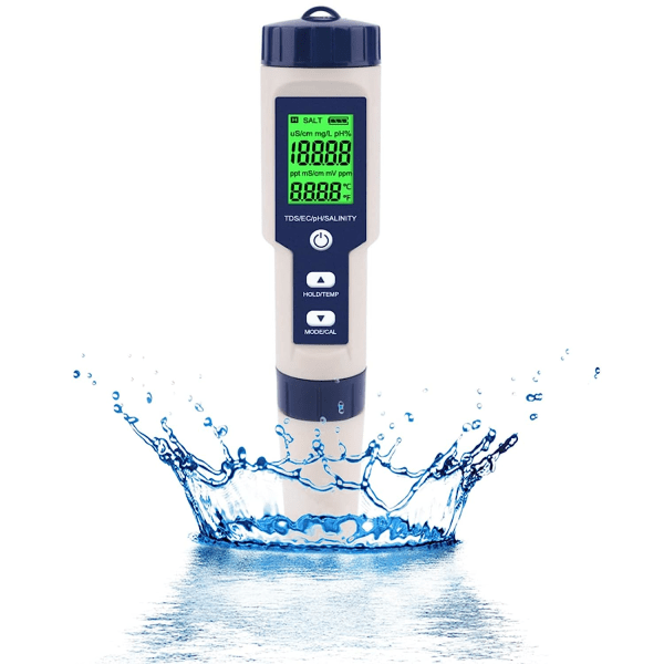 PH-mätare, 5 i 1 PH/TDS/EC/ORP/Temperatur, vattenkvalitetsmätare för pooler, hydrokultur, dricksvatten, akvarier