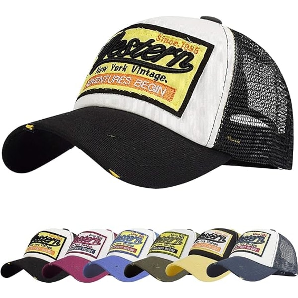 Baseball Cap Mesh Hats Unisex Broderet Bogstav Patch Casual Hats Hip Hop Solhatte Black