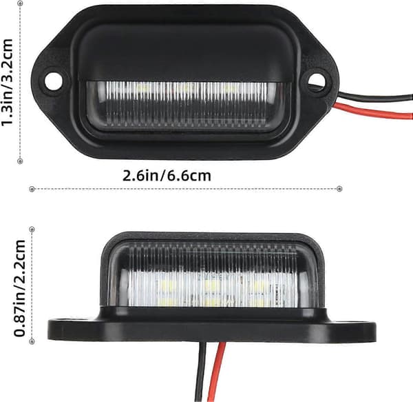 2 STK. LED nummerpladelys vandtæt 6 SMD LED baglygter nummerpladelygte til 12V/24V
