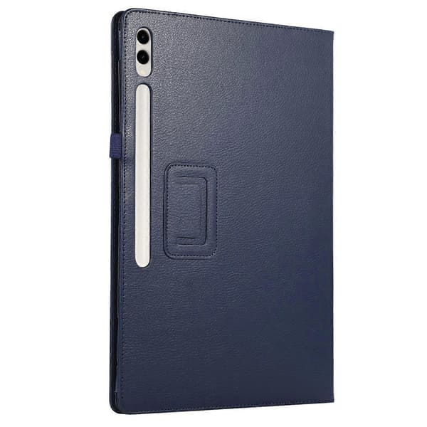 Fodral för Samsung Galaxy Tab S10 Ultra, Bi-Fold Ställ Läder Tabletskydd Litchi Textur - Mörkblå