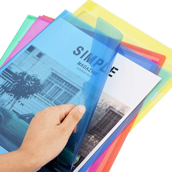 60 stk. A4 Plastlomme, Hjørnefiler Dokumentlomme 6 Lyse Farver Transparent Plast Undermapper Stive - 31*22 cm