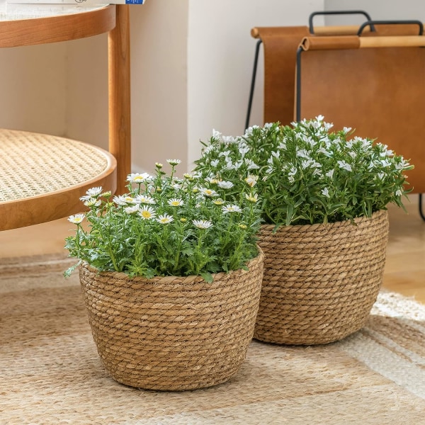 Sjögräs planteringskorg inomhus, blomkrukor cover, växtbehållare, naturlig (3-pack)