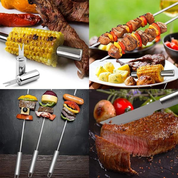 BBQ-værktøjssæt, 16 dele BBQ-redskaber, rustfrit stål BBQ-tilbehør, udendørs camping