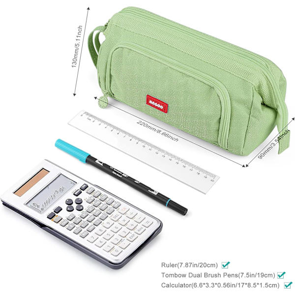 Store blyanter til piger Super store blyant etui til kvinder lynlås glat pen etui pung holder brevpapir arrangør Duarable blyant etuiGrøn