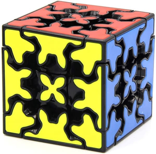 Gear Cube 3x3 Sileä 3D-palapeli jalustalla (musta)