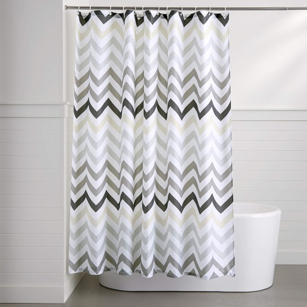 Dusjforheng i stoff - 72 x 72 tommer, for baderom 72''x72'' Gray Ombre Chevron
