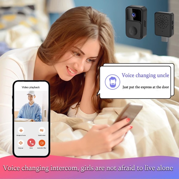 Smart trådløs visuel dørklokke, Wifi intelligent video dørklokke sæt, tyverisikret dørklokke