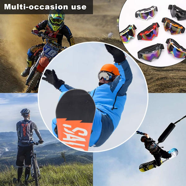Skibriller, 2-pak motorsykkelbriller snowboardbriller for menn og kvinner, UV-beskyttelse, antirefleks