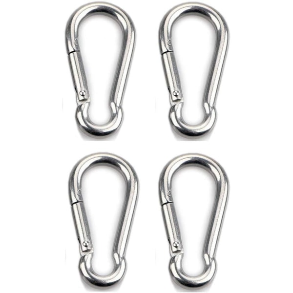 4 stk. Karabinkrok for tunge gjenstander, sport, låsehunder, hengekøye, 304 rustfritt stål, 8 mm tykkelse