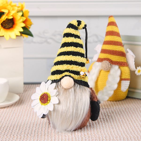 Bumble Bee -kääpiöt S Plushie Auringonkukka -S Puutarhakääpiöiden Keijujen Mehiläisten Koristeet Ulkona Oikukas Puun Veistos Puutarhan Koriste Women's