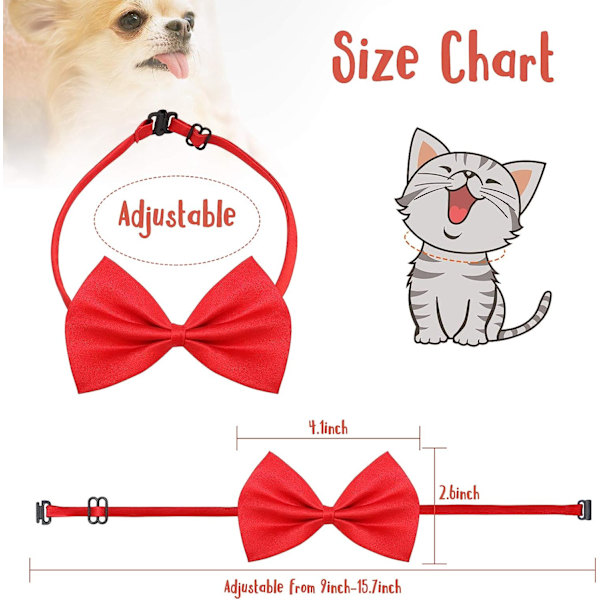 20 stk. Sløyfer til kjæledyr - 20 forskjellige farger - Tilbehør til hund og katt - Justerbare sløyfer og slips - Passer til små og mellomstore hunder og katter - Perfekt til fotografering