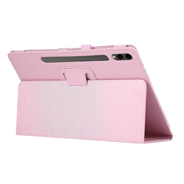 Fodral för Samsung Galaxy Tab S10+ Bi-Fold Ställ Läder Tablettskydd Litchi Textur - Rosa