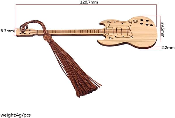 Design Gitarr Bambu Bokmärke med Tofsar för DIY-projekt och Presentetiketter-F F