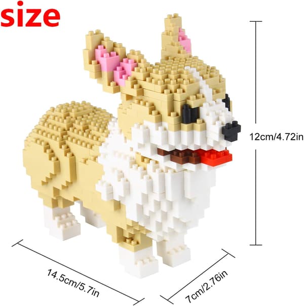 Mini Dog Blocks Pet Mini Byggklossar Leksaksklossar, (Welsh Corgi)