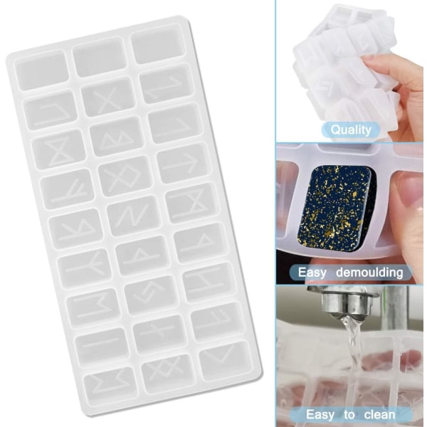 2 set Resin Moulds, Fine Good Rune Stone Mould Resin Casting Kit Silicone Moulds for Resin Casting Epoxy Resin Mold for Jewellery Making
