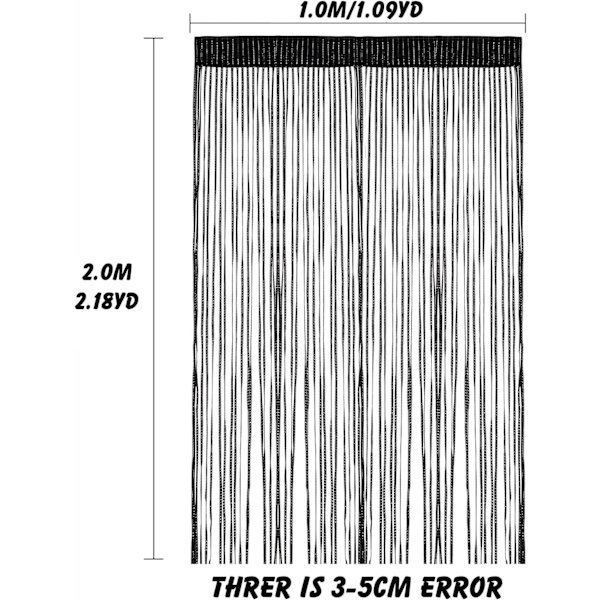 Snorrebånd Gardin 100x200cm Vægpane Vindue Dør Rum, til snor dør, myggenet