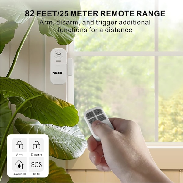 Dörrlarmsensor med fjärrkontroll 2-pack, Fönstersensorer, 2-i-1 Larm & Ringsignal, 5-nivåers Volymkontroll, Dörrsensorvarning