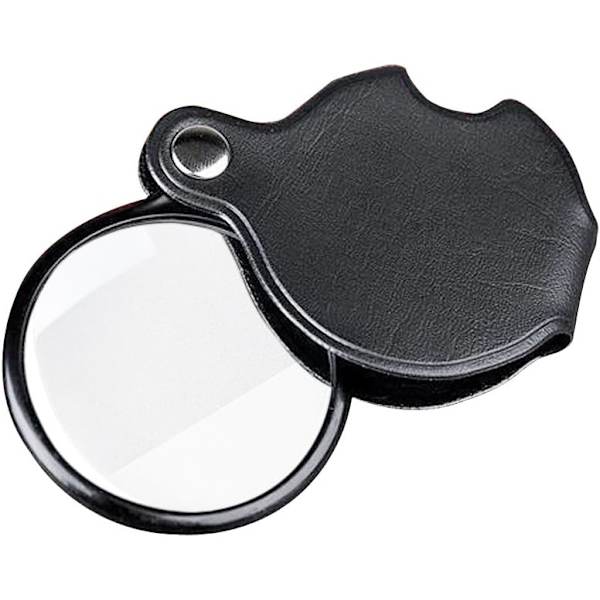 Mini-taittotaskuluuppi 5x suurennuslasilla 50 mm halkaisijaltaan Luuppi nahkakotelolla