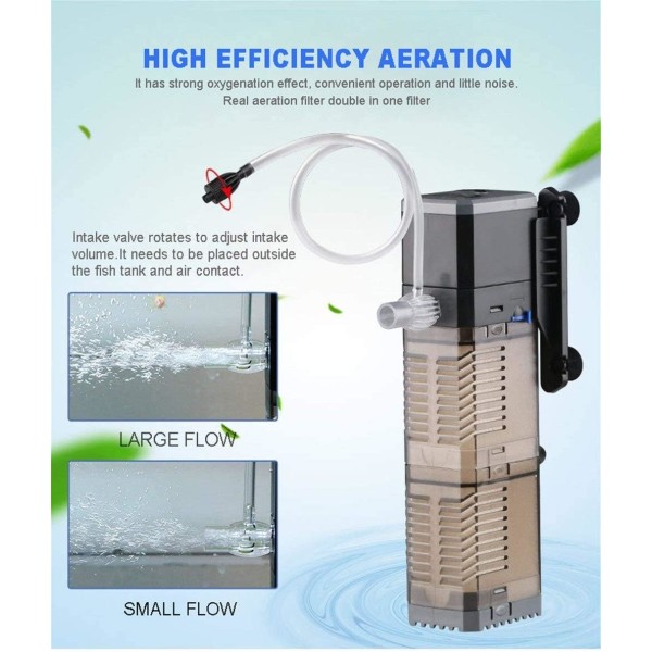 Fisketankfilter 3 i 1 Fisketank Nedsenkbar Pumpe Vannpumpe 7W (CHJ-1502/25W)