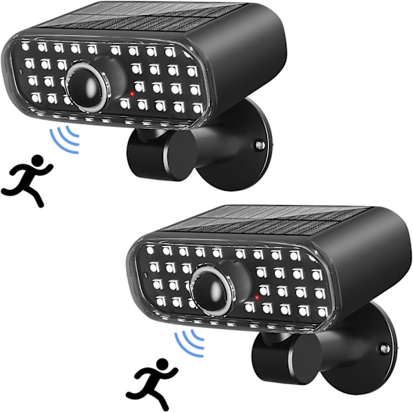 Solcellsdrivna Utomhuslampor, 2-pack Solcellsdrivna Utomhuslampor med Rörelsesensor, IP65 Vattentät, 120° Sensor Utomhus Solcellslampa, [Energiklass D]