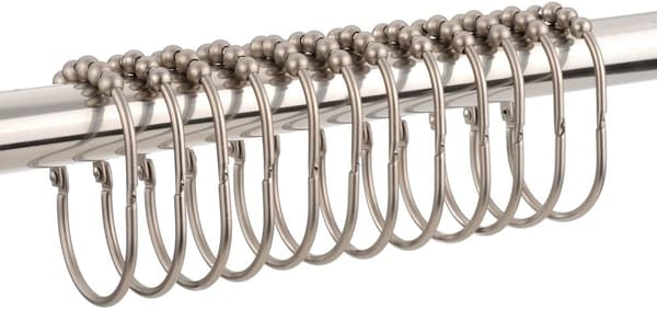 12 st Duschdraperihakar, Metallbreda Duschdraperihakar för Badrumsduschstång Matte Nickel